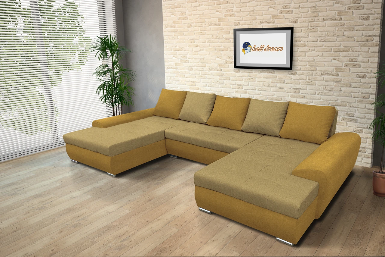 Wixy u form őszarany és száraz olíva ágyazható ülőgarnitúra Wixy u form őszarany és száraz olíva ágyazható ülőgarnitúra