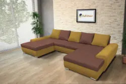 Wixy U Form őszarany és toszkán vörös ágyazható ülőgarnitúra