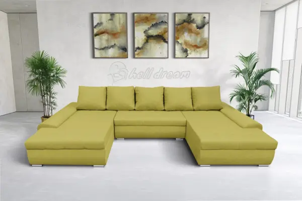 Wixy u form őszi levélzöld ágyazható ülőgarnitúra