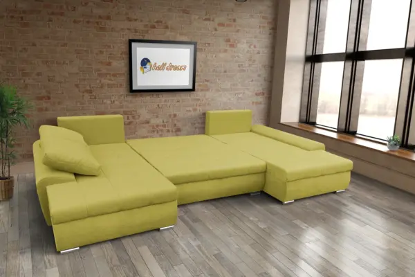 Wixy u form őszi levélzöld ágyazható ülőgarnitúra csábító 2 méretben - image 3