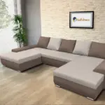 Wixy U Form pasztell taupe és ezüst serlegszürke ágyazható ülőgarnitúra