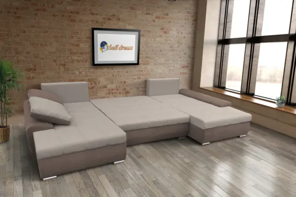 Wixy u form pasztell taupe és ezüst serlegszürke ágyazható ülőgarnitúra