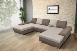 Wixy U Form pasztell taupe és ezüst serlegszürke ágyazható ülőgarnitúra