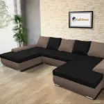 Wixy U Form pasztell taupe és fekete ágyazható ülőgarnitúra