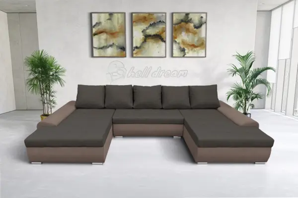 Wixy u form pasztell taupe és kvarcszürke ágyazható ülőgarnitúra