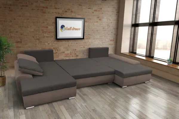 Wixy u form pasztell taupe és kvarcszürke ágyazható ülőgarnitúra