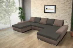 Wixy U Form pasztell taupe és kvarcszürke ágyazható ülőgarnitúra