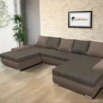 Wixy U Form pasztell taupe és mély földszürke ágyazható ülőgarnitúra