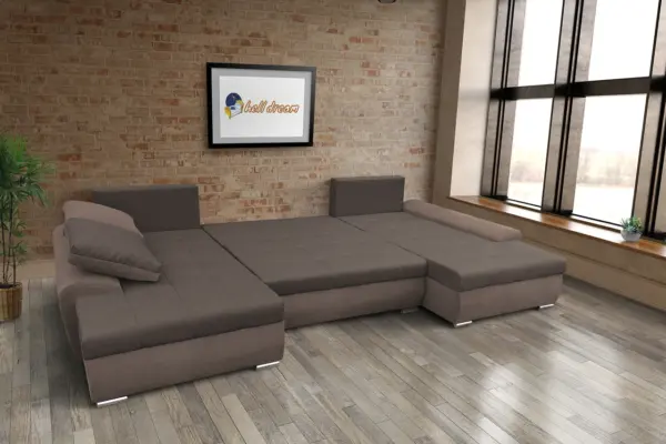 Wixy u form pasztell taupe és mély földszürke ágyazható ülőgarnitúra