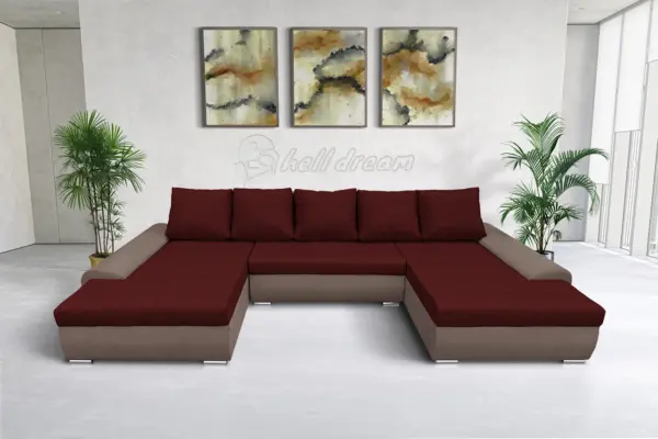 Wixy u form pasztell taupe és ódon borvörös ágyazható ülőgarnitúra csábító 2 méretben - image 2