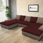 Wixy U Form pasztell taupe és ódon borvörös ágyazható ülőgarnitúra