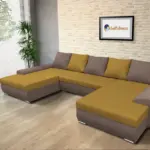 Wixy U Form pasztell taupe és őszarany ágyazható ülőgarnitúra