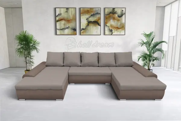 Wixy u form pasztell taupe és szamárszürke ágyazható ülőgarnitúra csábító 2 méretben - image 2