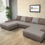 Wixy U Form pasztell taupe és szamárszürke ágyazható ülőgarnitúra