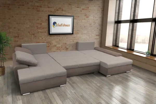 Wixy u form pasztell taupe és szamárszürke ágyazható ülőgarnitúra csábító 2 méretben - image 3