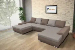 Wixy U Form pasztell taupe és szamárszürke ágyazható ülőgarnitúra