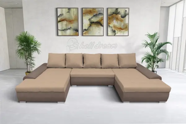 Wixy u form pasztell taupe és világos fahéj ágyazható ülőgarnitúra csábító 2 méretben - image 2