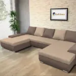 Wixy U Form pasztell taupe és világos fahéj ágyazható ülőgarnitúra