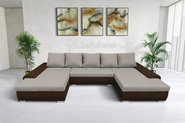 Wixy u form sötét mahagóni és ezüst serlegszürke ágyazható ülőgarnitúra csábító 2 méretben - image 2