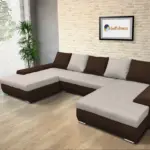 Wixy U Form sötét mahagóni és ezüst serlegszürke ágyazható ülőgarnitúra