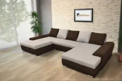 Wixy U Form sötét mahagóni és ezüst serlegszürke ágyazható ülőgarnitúra