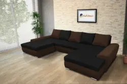 Wixy U Form sötét mahagóni és fekete ágyazható ülőgarnitúra