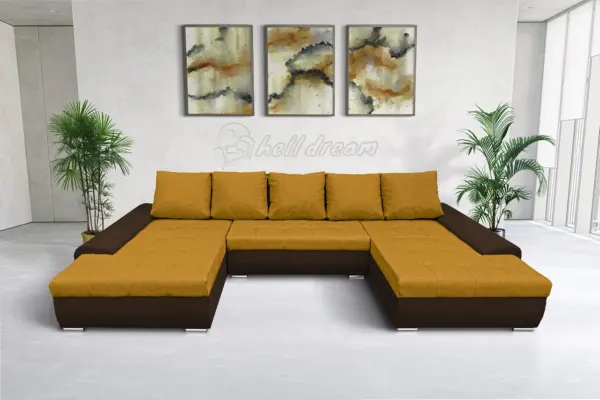 Wixy u form sötét mahagóni és őszarany ágyazható ülőgarnitúra csábító 2 méretben - image 2