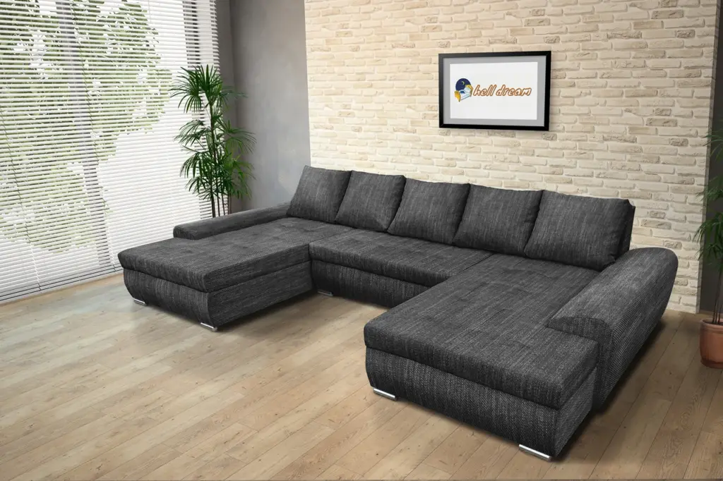 Wixy u form sötét szürke zsákszövet ágyazható ülőgarnitúra