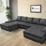 Wixy U Form sötét szürke zsákszövet ágyazható ülőgarnitúra