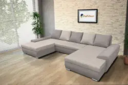 Wixy U Form szamárszürke és ezüst serlegszürke ágyazható ülőgarnitúra