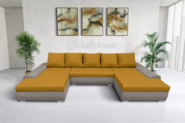 Wixy u form szamárszürke és őszarany ágyazható ülőgarnitúra csábító 2 méretben - image 2