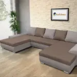 Wixy U Form szamárszürke és pasztell taupe ágyazható ülőgarnitúra