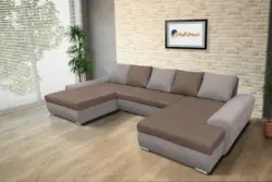 Wixy U Form szamárszürke és pasztell taupe ágyazható ülőgarnitúra