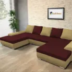 Wixy U Form száraz olíva és ódon borvörös ágyazható ülőgarnitúra