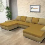 Wixy U Form száraz olíva és őszarany ágyazható ülőgarnitúra