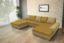 Wixy U Form száraz olíva és őszarany ágyazható ülőgarnitúra