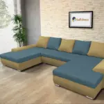 Wixy U Form száraz olíva és szürkés kadét ágyazható ülőgarnitúra