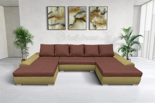 Wixy u form száraz olíva és toszkán vörös ágyazható ülőgarnitúra