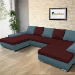 Wixy U Form szürkés kadét és ódon borvörös ágyazható ülőgarnitúra