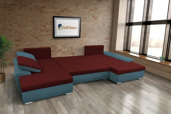 Wixy u form szürkés kadét és ódon borvörös ágyazható ülőgarnitúra csábító 2 méretben - image 3