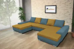 Wixy U Form szürkés kadét és őszarany ágyazható ülőgarnitúra