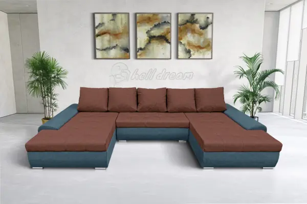 Wixy u form szürkés kadét és toszkán vörös ágyazható ülőgarnitúra csábító 2 méretben - image 2