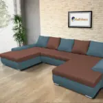 Wixy U Form szürkés kadét és toszkán vörös ágyazható ülőgarnitúra