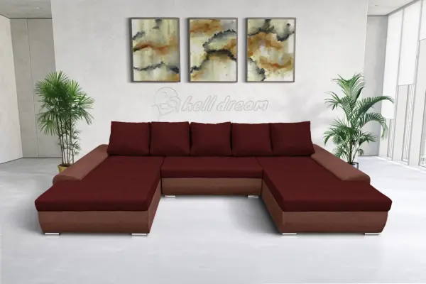 Wixy u form toszkán vörös és ódon borvörös ágyazható ülőgarnitúra