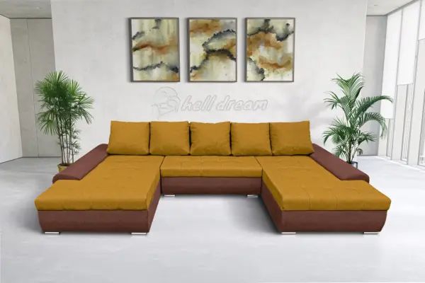 Wixy u form toszkán vörös és őszarany ágyazható ülőgarnitúra csábító 2 méretben - image 2