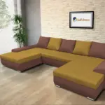 Wixy U Form toszkán vörös és őszarany ágyazható ülőgarnitúra