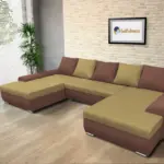 Wixy U Form toszkán vörös és száraz olíva ágyazható ülőgarnitúra