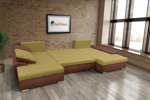 Wixy u form toszkán vörös és száraz olíva ágyazható ülőgarnitúra