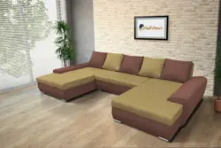 Wixy U Form toszkán vörös és száraz olíva ágyazható ülőgarnitúra