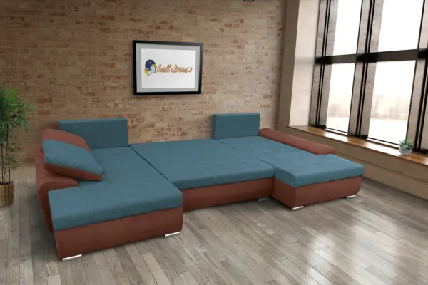 Wixy u form toszkán vörös és szürkés kadét ágyazható ülőgarnitúra csábító 2 méretben - image 3